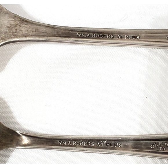 Wm A Rogers 1934 MALIBU silver plate silverware SUGAR SPOON & MEAT SERVING FORK - Picture 7 of 7